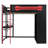 Full-Size Wood Loft Bed with Desk, Open Wardrobe & RGB LED Lighting for Gaming & Study, Red-526128415