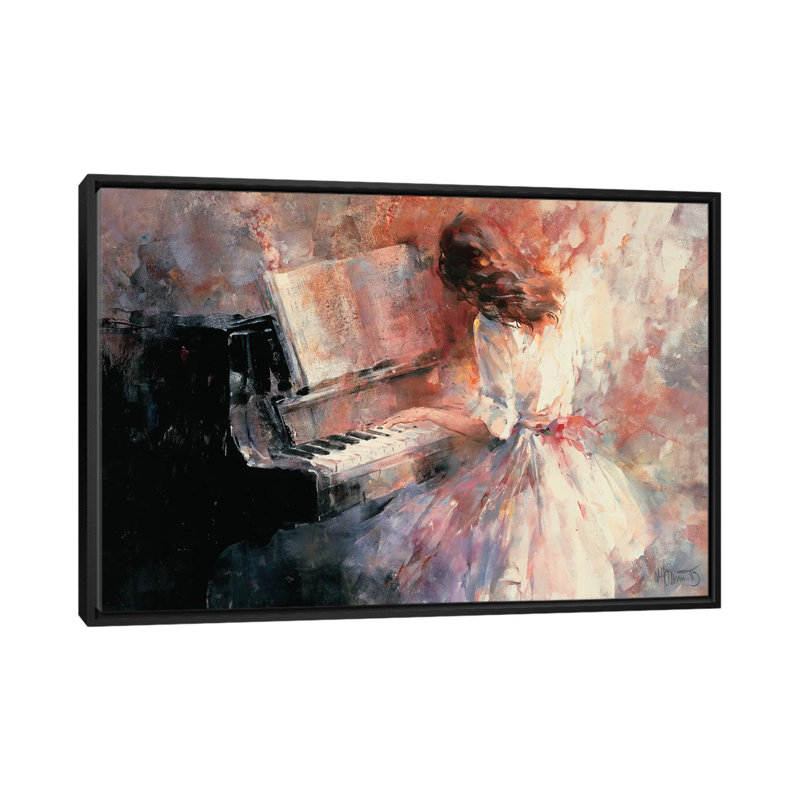 « romantique rythmique », impression sur toile, H 18 po x l 26 po x P 1,5 po, Toile encadrée noire, Pas de tapis