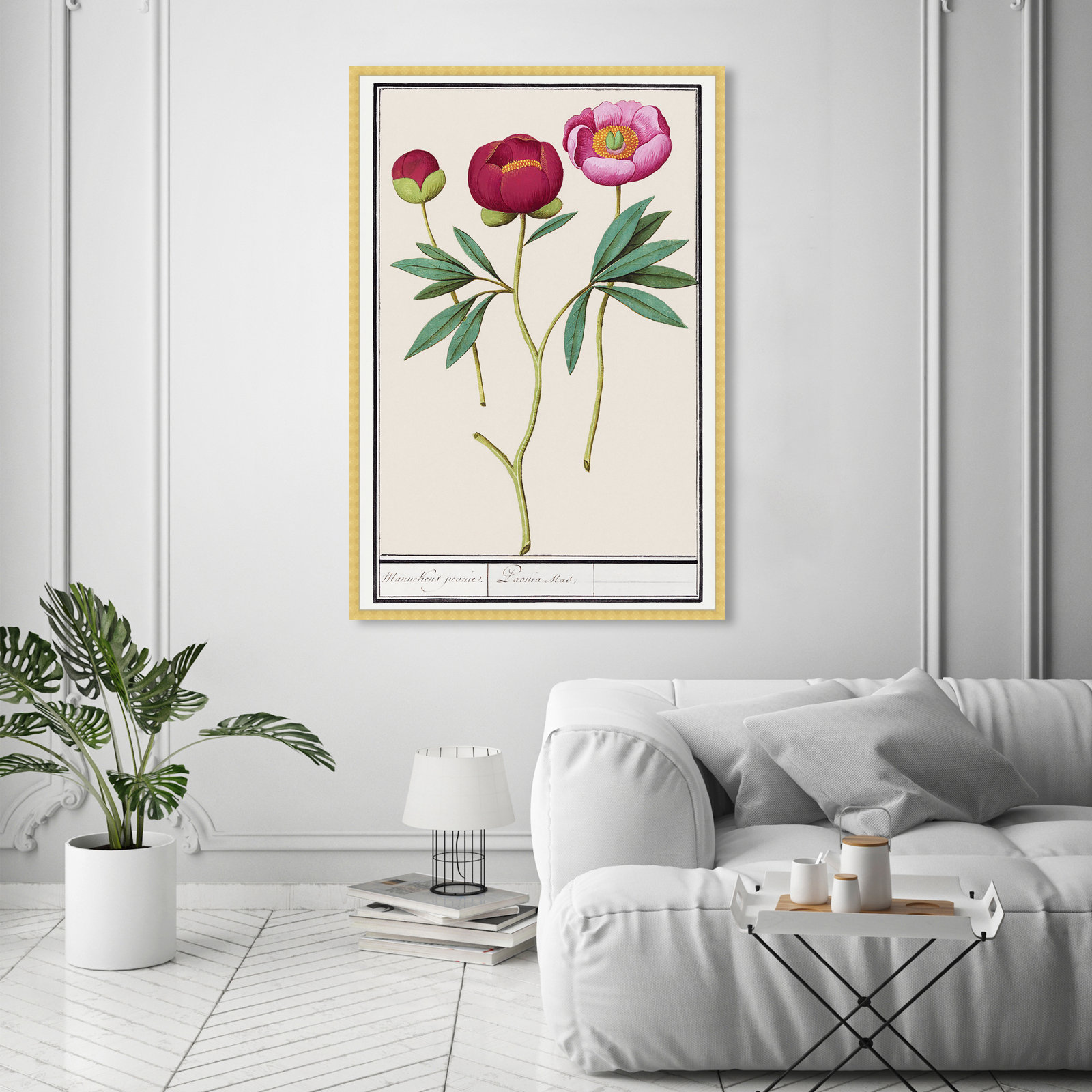 Red And Pink Peony Botanical Study by Oliver Gal, Gold, 56" H x 38" W