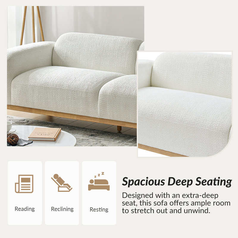 Matlin 91" Modern Boucle Sofa | Solid Wood Base