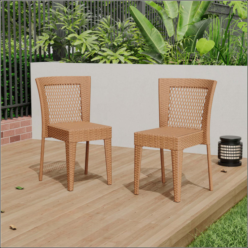 Chaise d'appoint empilable, ensemble de 2, Marron clair