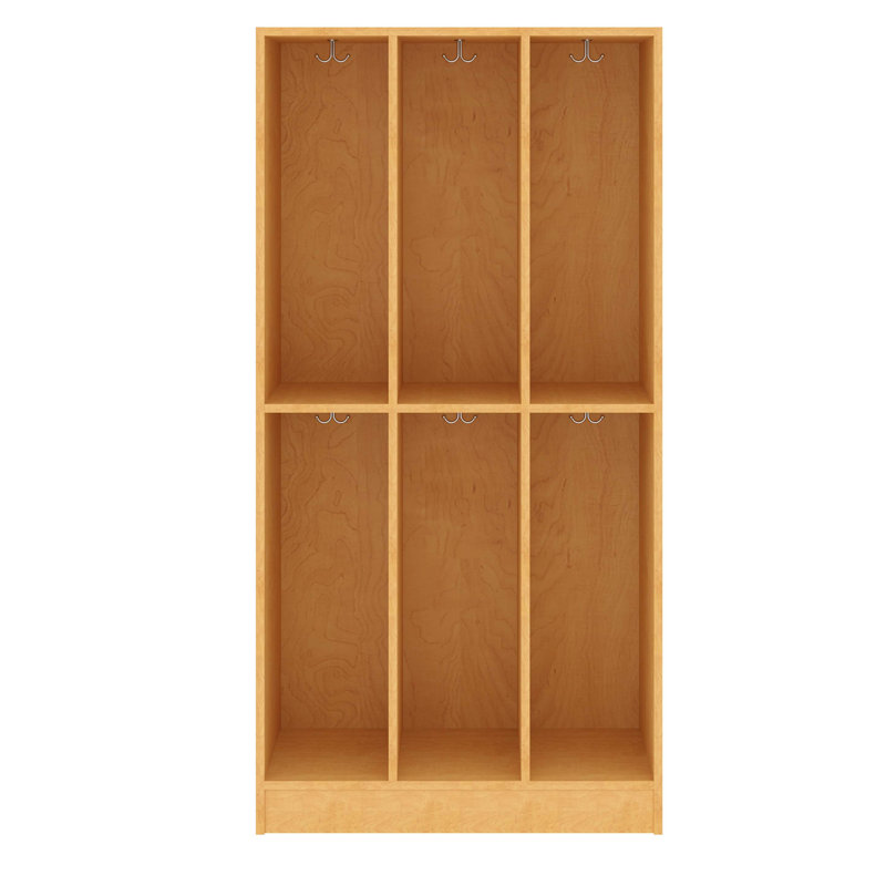 Armoire de salle de classe triple à six compartiments, Érable, 59" H x 36" W x 17" D