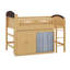 Lit mezzanine simple avec armoire de rangement et garde-robe, structure de lit mezzanine en bois massif avec tête et échelle DEL-309304044