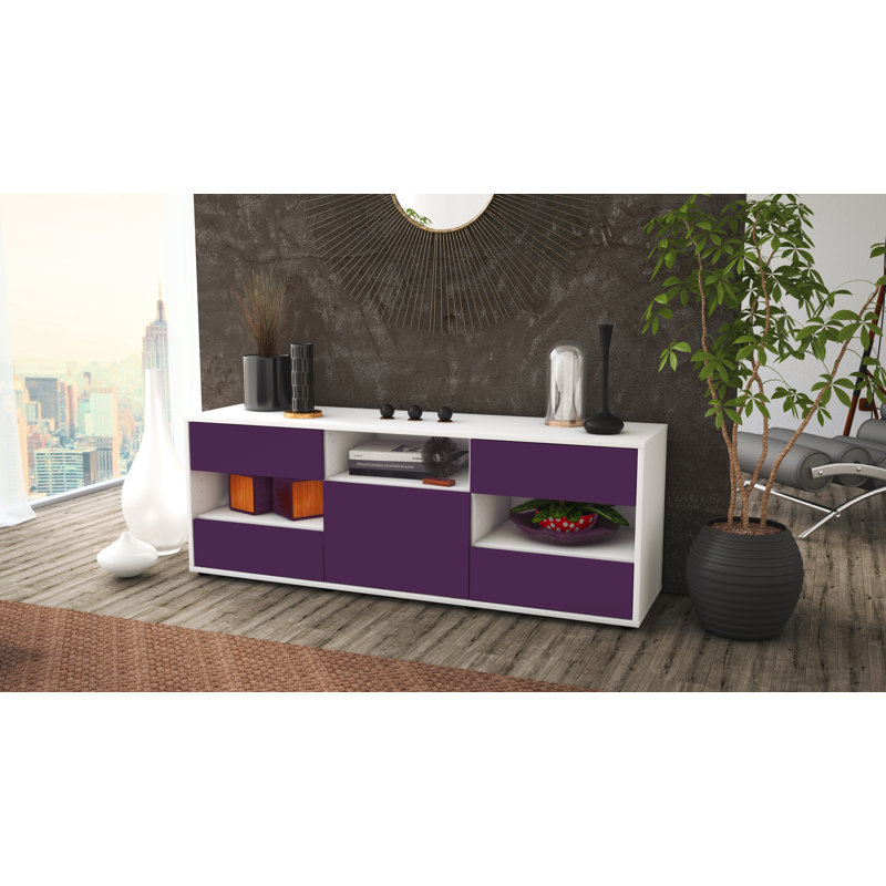 Yarger Unfinished TV Stand for TVs up to 60, Purple / Matte White