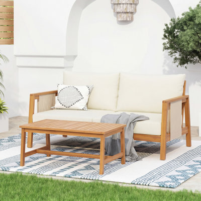 Ensemble de mobilier d'extérieur 2 pièces 2 personnes pour 2 personnes, causeuse avec table basse et coussins épais