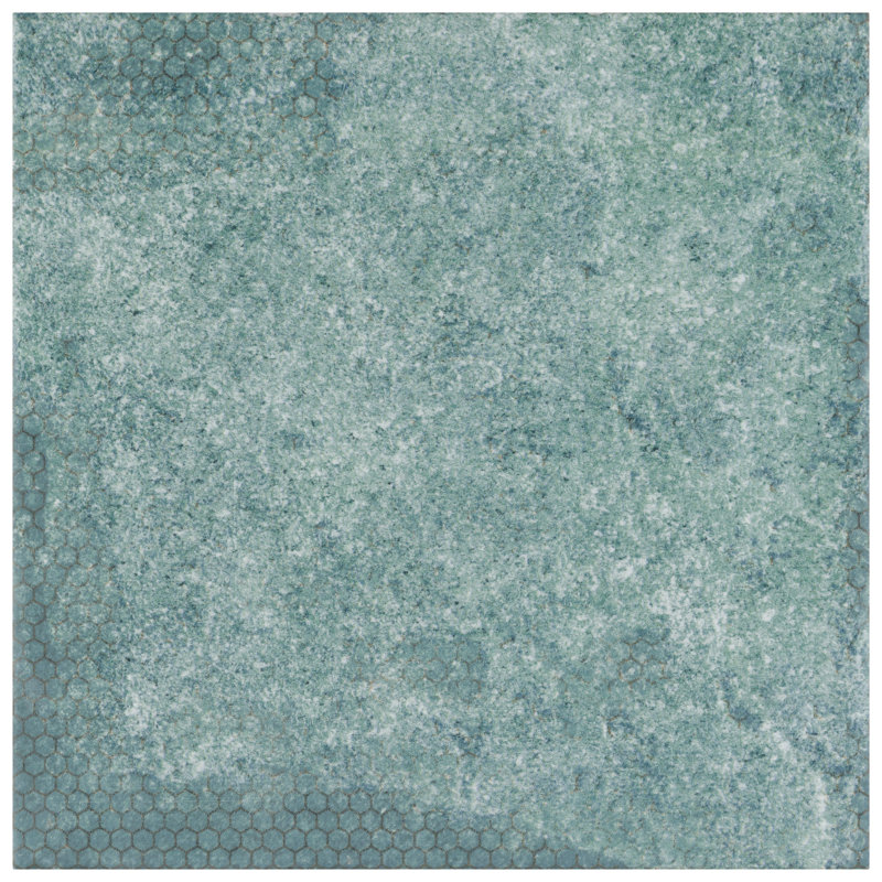 Mandala 8" x 8" Ceramic Patterned Wall Tile, Green