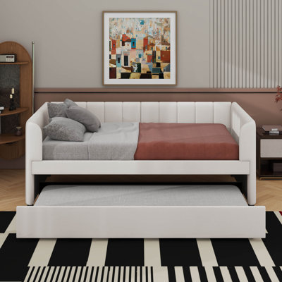 Twin Size Upholstered Daybed with Trundle