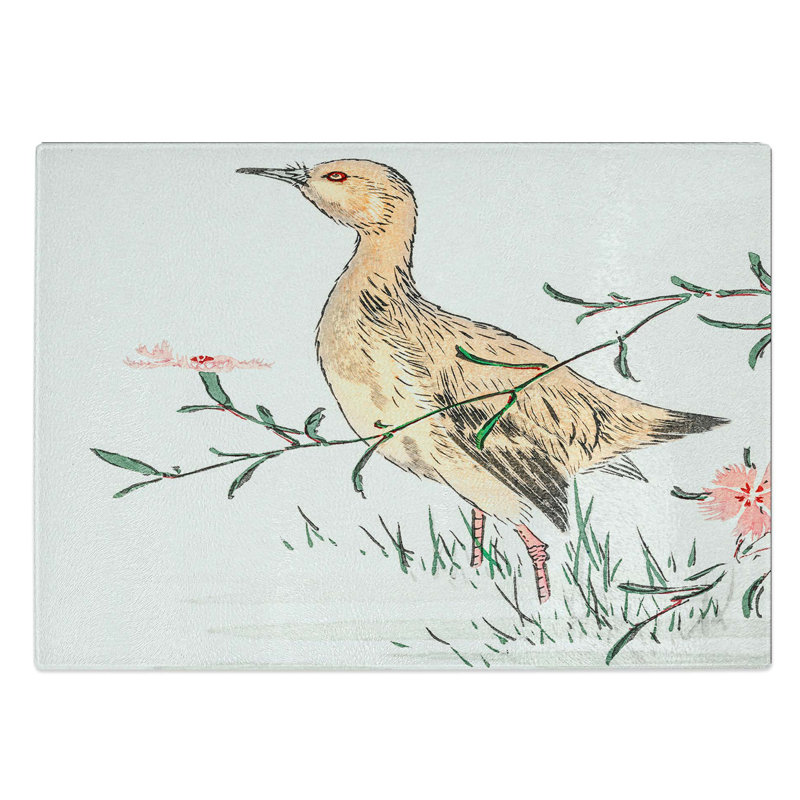 Glass Eastern Redshank Bird by Numata Kashu Chopping Board, 39 cm W x 28.5 cm L