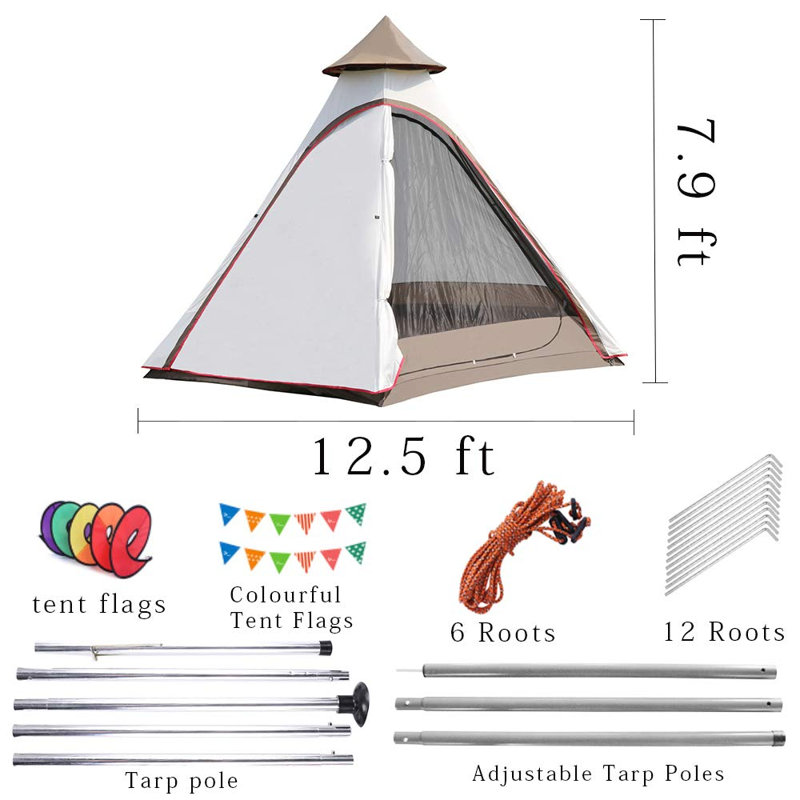 Tente de camping pour 6 personnes Dome, Blanc