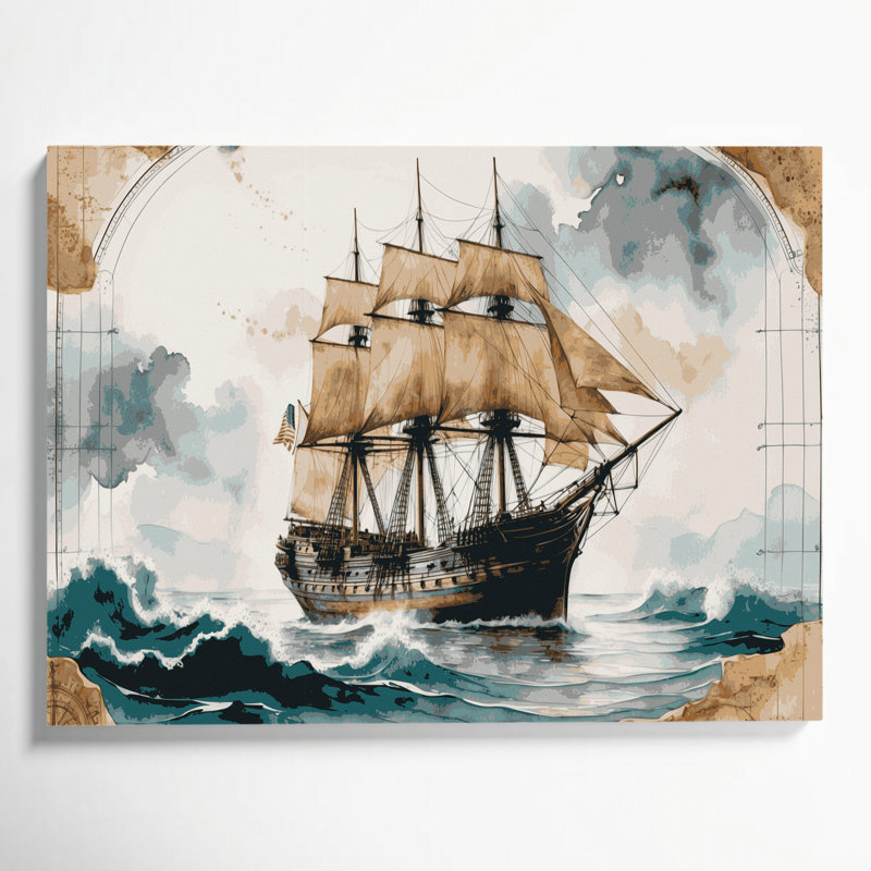 Art mural sur toile gris Coastal Maritime Office, H 8 po x l 10 po