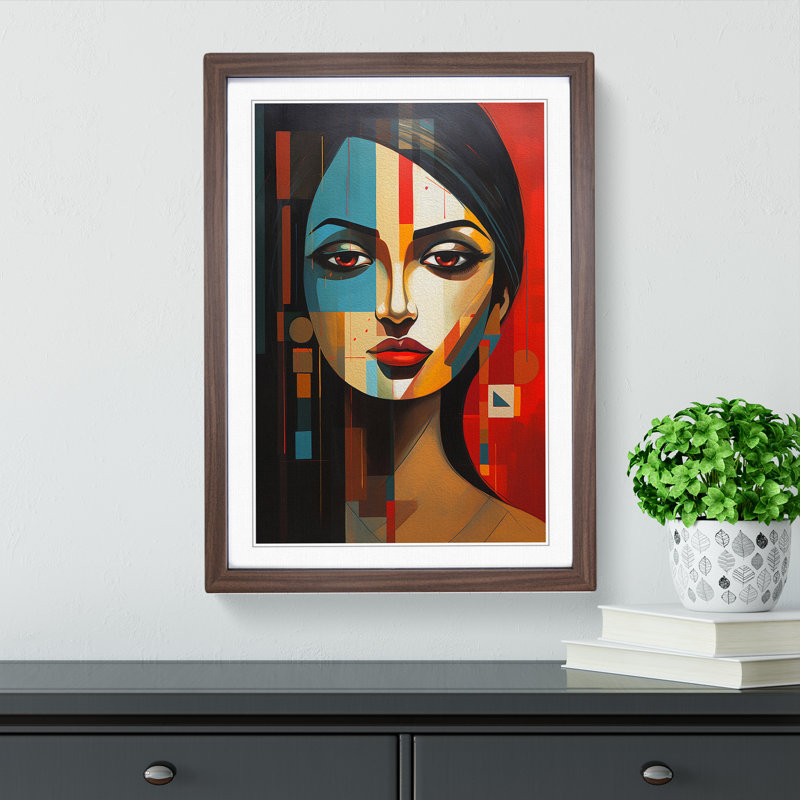 Indian Woman Constructivism - Framed Print, Walnut Framed, 64cm H x 46cm W x 2cm D