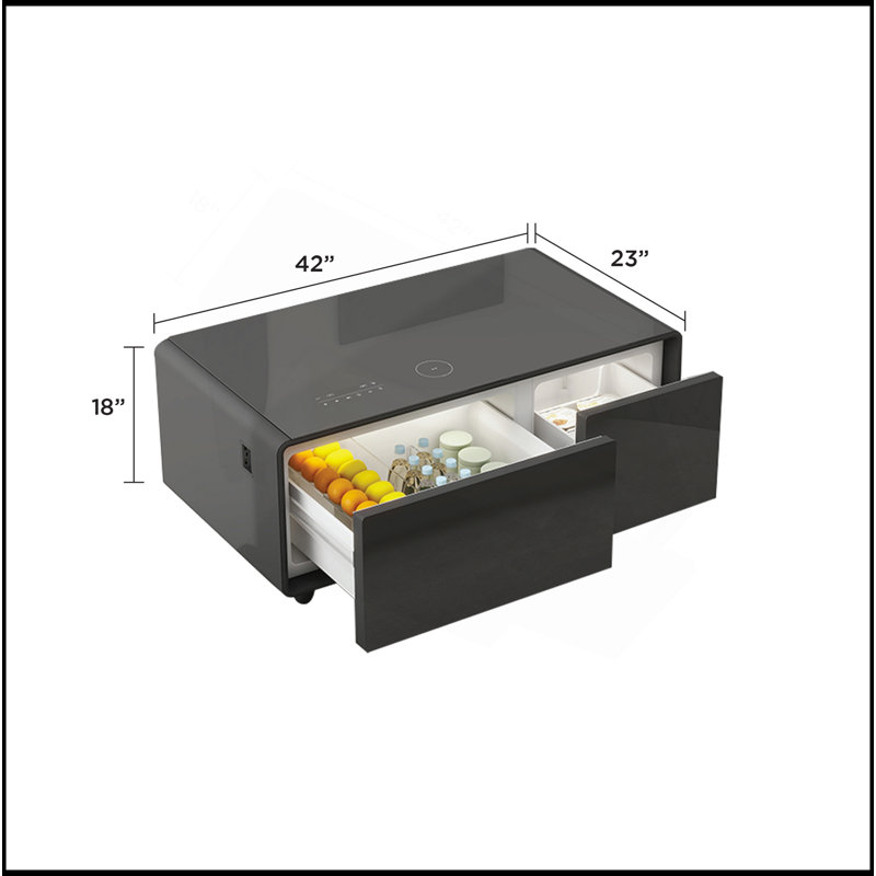 Table basse de réfrigérateur moderne à affichage DEL avec fonctions multiples, Noir