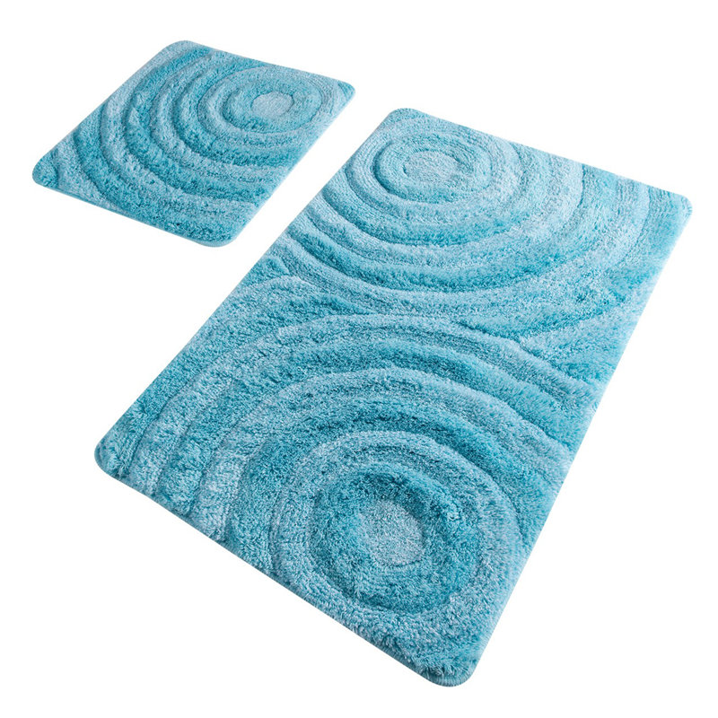 Ensemble de tapis de bain en acrylique de qualité supérieure (2 pièces), turquoise, 19,7 po x 23,6 po et 23,6 po x 39,4 po | 100% acrylique, antibactérien, antidérapant | Lavable à la machine, hauteur des poils doux: 0,7 à 1,2 po | Élégant et sécuritaire pour votre salle de bain