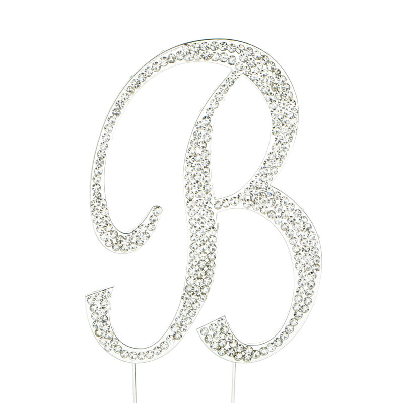 Surmatelas à gâteau "b" rhinestone, Argent