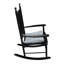Chaise berçante de véranda en bois massif - finition noire, siège et accoudoirs généreux, dossier à lattes stable, facile à assembler, fabrication de chaise de soutien de poids de 250 lb, confortable, robuste, facile à installer