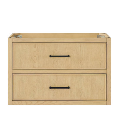 Meuble-lavabo mural simple Isola WM 36 po en chêne scandinave, sans comptoir ni lavabo, finis noir mat