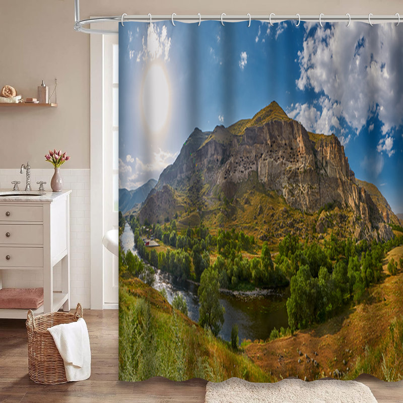 Rideau de douche avec 12 crochets Cave Town River Valley, L 72 po x l 78 po