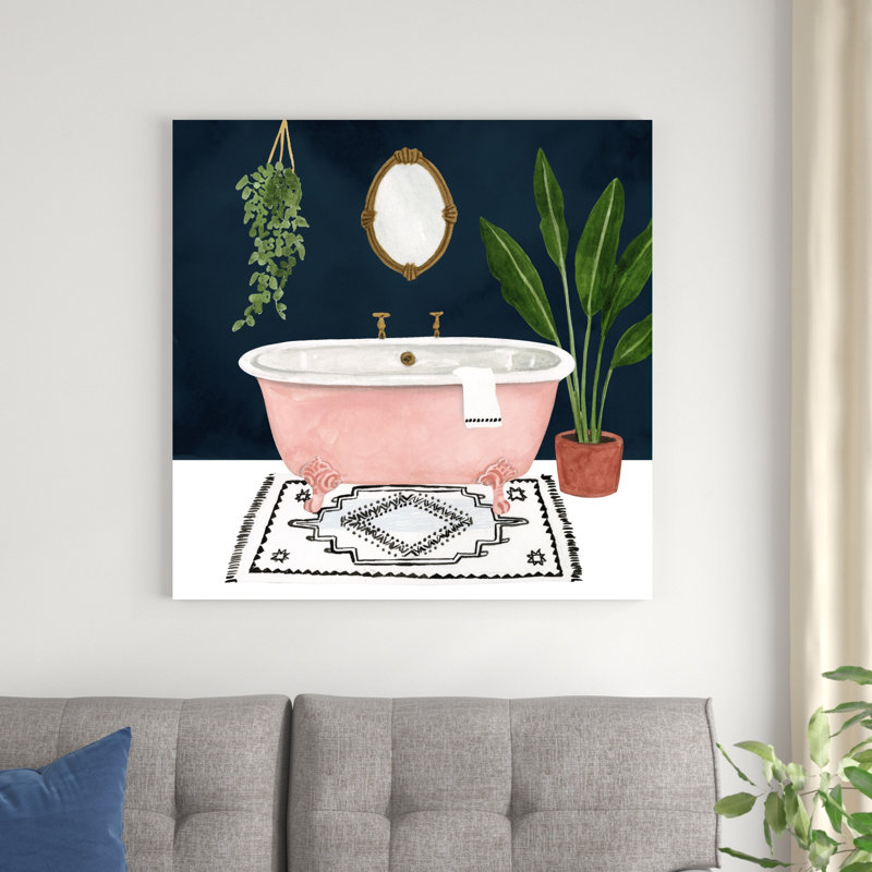 " Boho Bath II " by Victoria Borges, 36" H x 36" W, No, Maple Framed Canvas