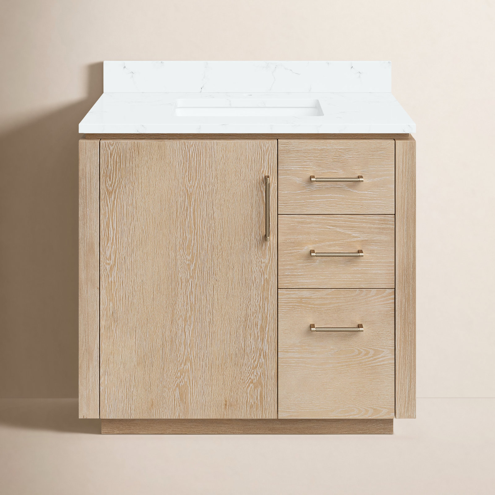 Cloverfield 36'' Single Bathroom Vanity, Gold, Washed Ash Gray