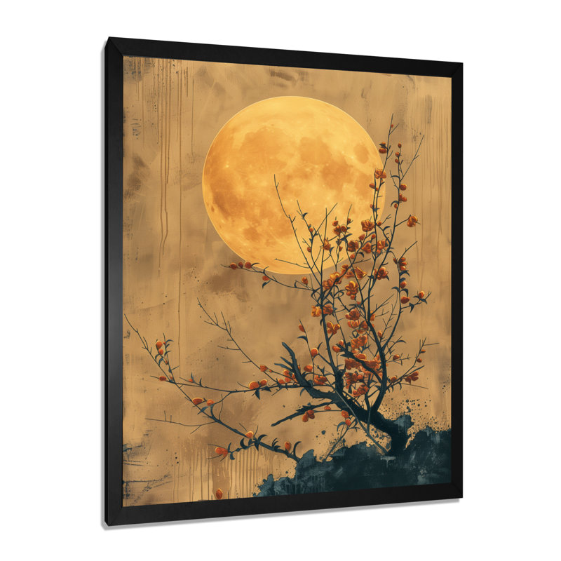 «Black Bonsai», impression d'art mural noir au Japon, H 20 po x l 12 po x P 1 po, Toile encadrée noire simple