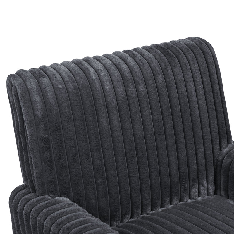 Modern Accent Chair with Solid Wood Legs, Dark Grey