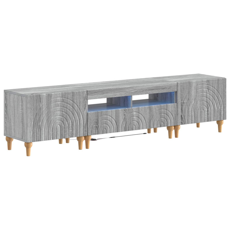 TV Stand, 43cm H x 198cm W x 35cm D, Grey Sonoma
