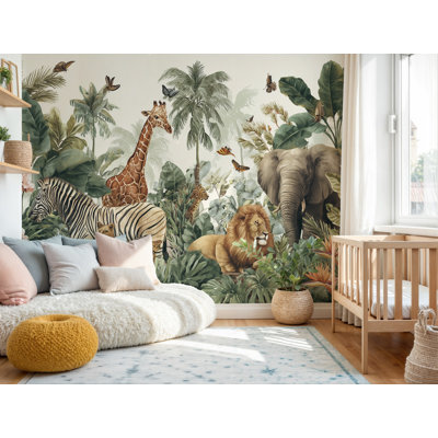 Murale «Chinoiserie Birds Blossom» | Papier peint adhésif rétro style botanique | Décoration murale amovible pour chambre à coucher et salon