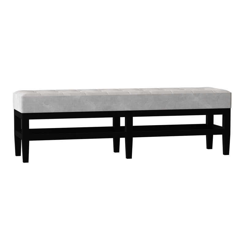 Banc rembourré Galindo-White, Bella en velours performance blanc, Noir