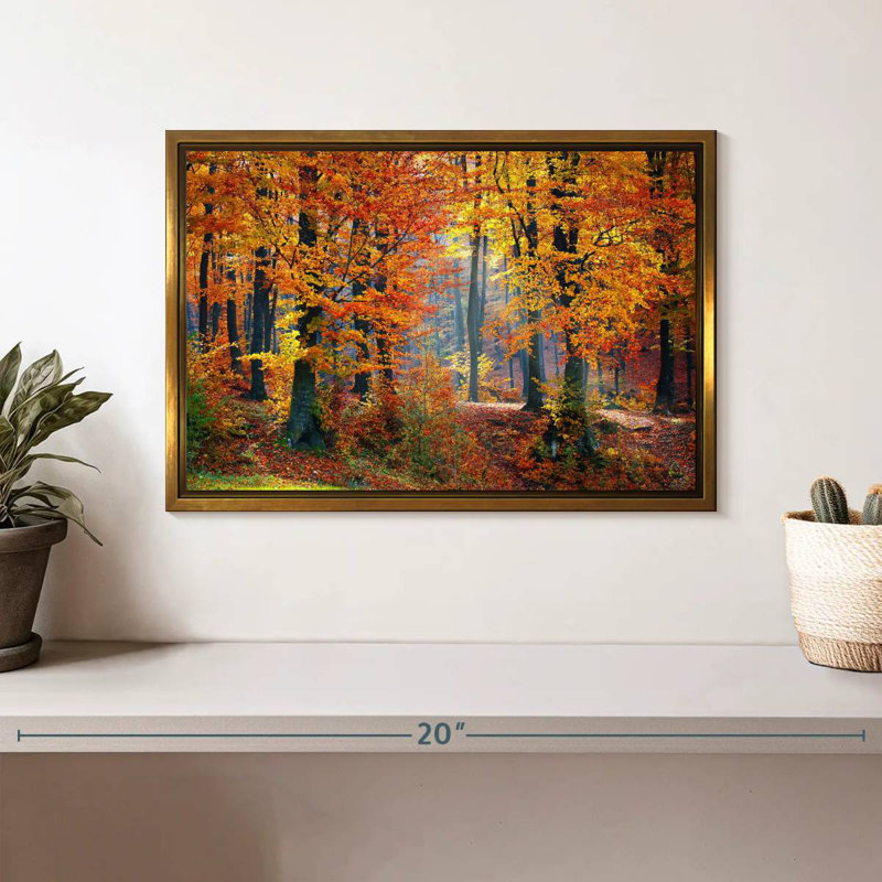 Arbres d'automne, Cadre flottant doré, 13 po x 9 po