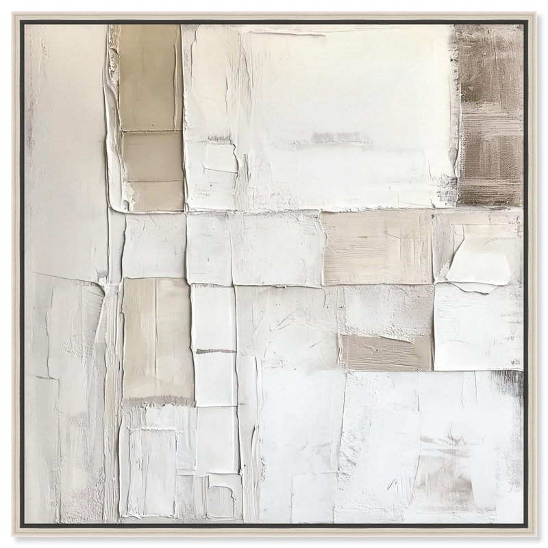 Abstrait minimaliste sur toile Decayed Charm par Art Remedy, H 17 po x l 17 po x P 2 po, Encadrement argenté