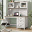 Bureau d'ordinateur l 47 po avec huche et éclairage à DEL, blanc