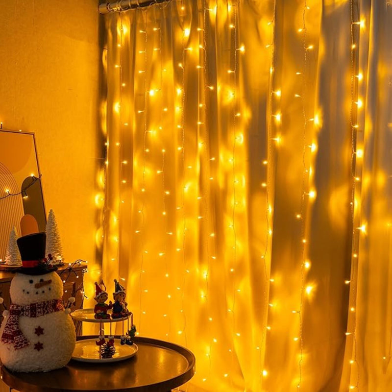 Bright 300 LED Curtain String Lights, Christmas Fairy Lights For Bedroom With 8 Lighting Modes, Connectable Waterproof Window Lights Party Wedding Garden Wall Decor