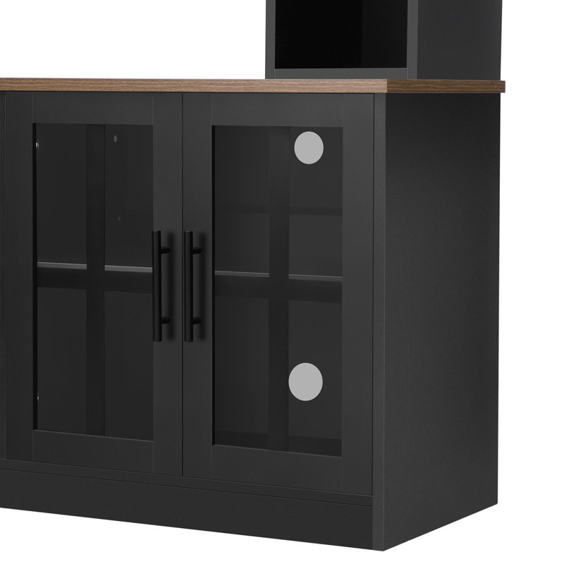 Meuble télé avec foyer Emberline 95,5 po pour téléviseurs jusqu'à 80 po, console centrale multimédia, Black