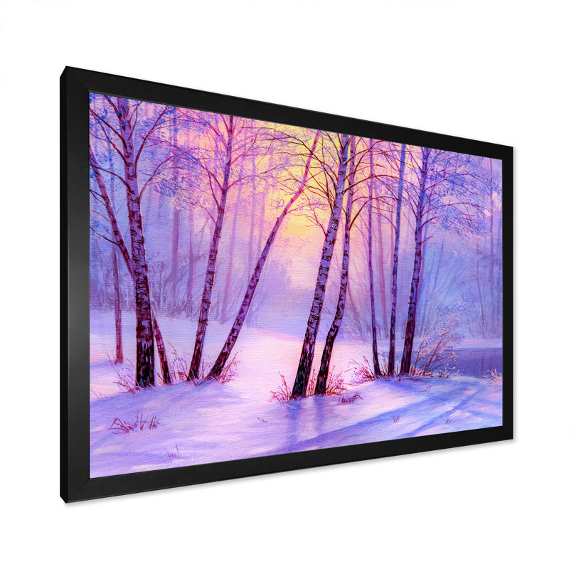 «Sunshine Through Snowy Winter Landscape Iv», œuvre d'art traditionnelle sur toile, Cadre photo noir