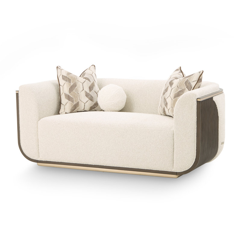 West Kensington Loveseat - Buff/Seal Salt Caramel, Espresso Wood