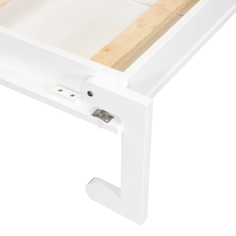 Espace grand lit blanc avec deux garde-robes, des tiroirs et une nuit à DEL, pliable pour un mur de maison multifonctionnel dans le placard, un bureau rabattable, une salle de sport