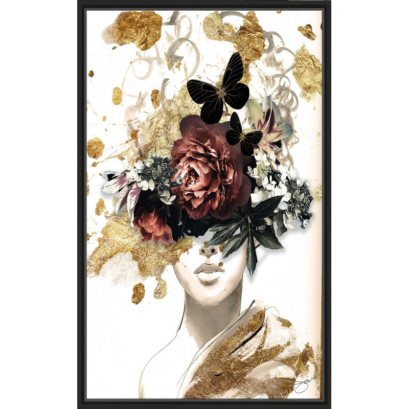 Fleurs antiques (verticales) par Jodi - impression, Reproduction avec cadre flottant, H 63,5 po x l 39,5 po x P 2 po, Noir