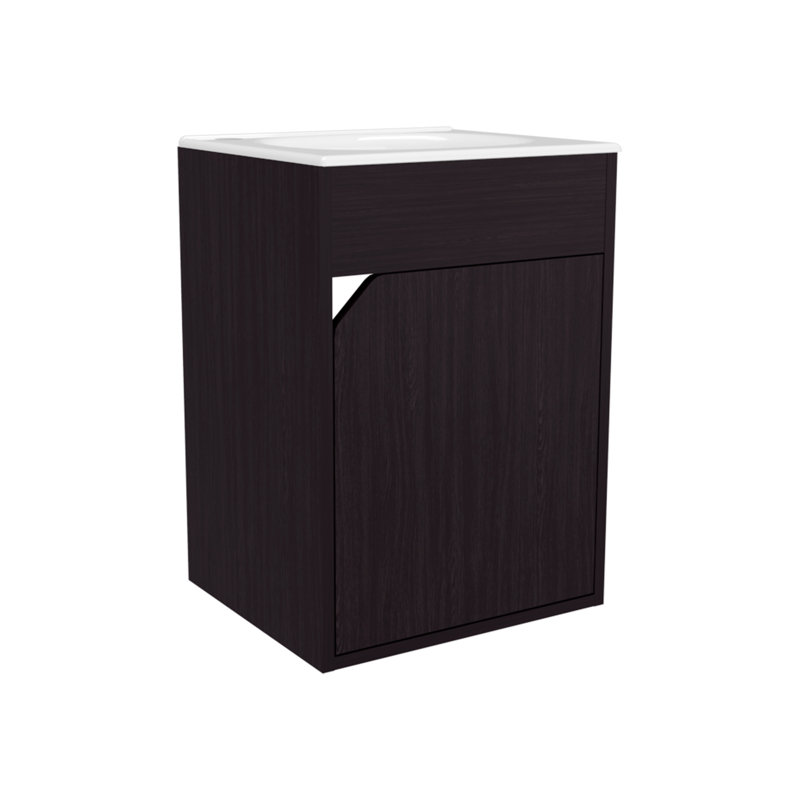 Meuble-lavabo flottant avec porte FM, Wengé