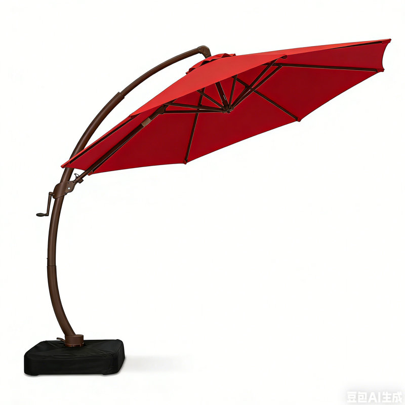  Parasol de patio en porte-à-faux 11 pi avec base incluse, Rouge