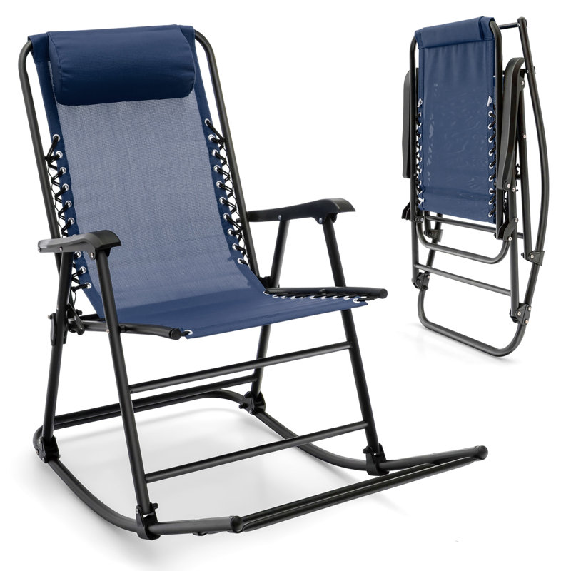 Chaise berçante d'extérieur en métal Gossett, Bleu