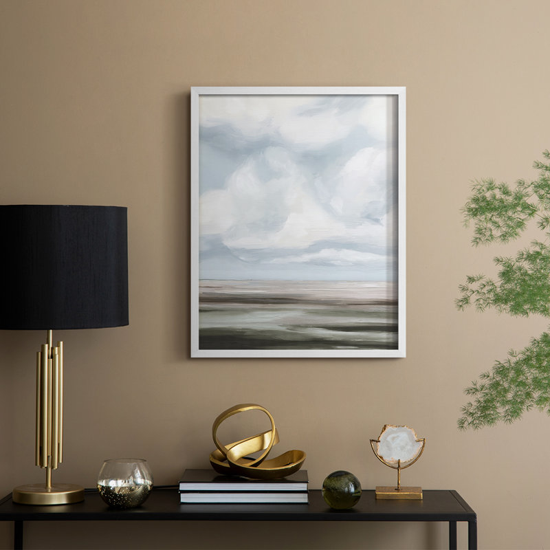 «Dilutes Plains I», reproduction encadrée - bois massif, H 30 po x l 24 po, Blanc