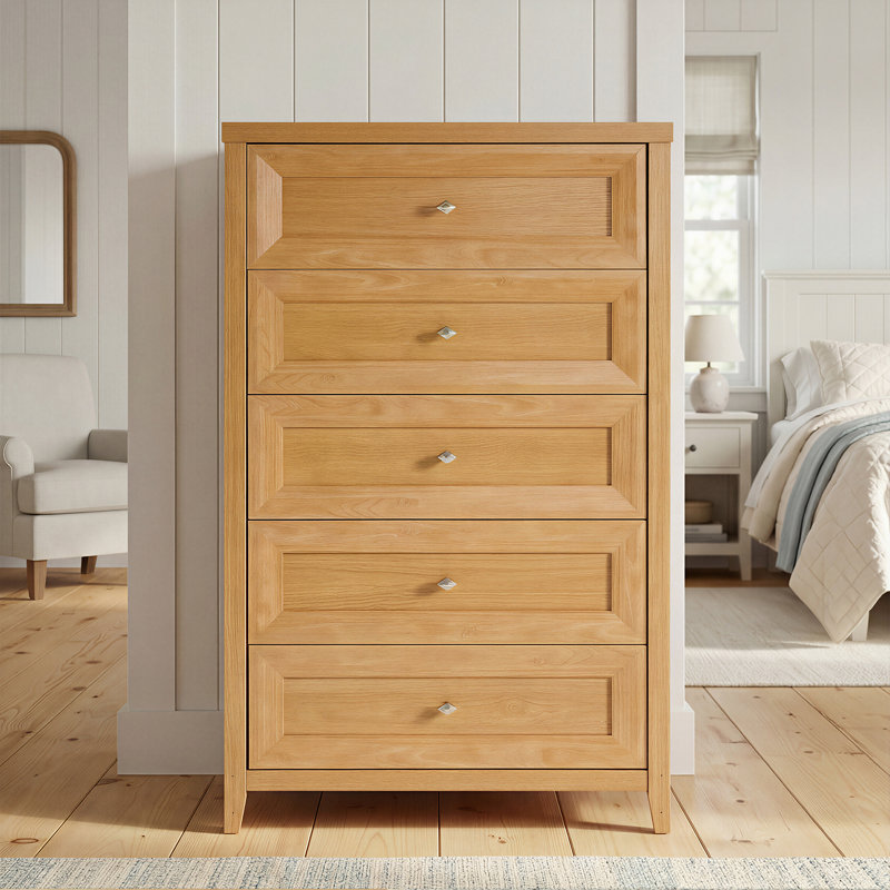 Cleckheat 30'' W 5-Drawer Dresser, Honey Oak