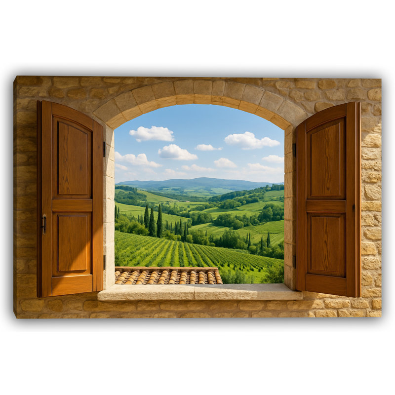 Toile toscane Hillside Escape - vue panoramique sur fenêtre