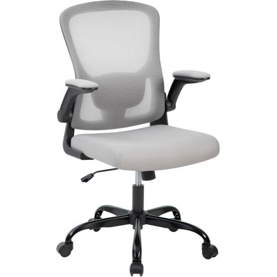 Ergonomic Mesh Office Chair with Adjustable Lumbar Support & Flip-Up Armrests – Breathable Rolling Computer Chair for Home Office and Study