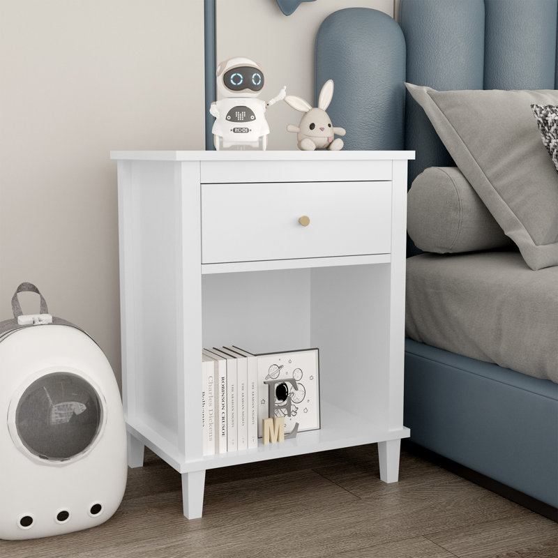 1 Drawer Nightstand, White