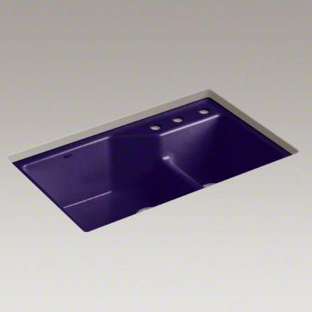 Indio® 33" L x 21.125" W Double Basin Undermount Kitchen Sink with Accessories, 3 hole, Basalt