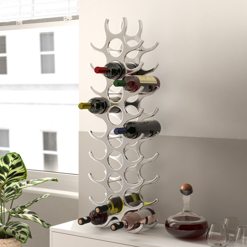 Ridlon Floor Wine Bottle Rack in Silver