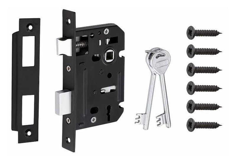 Bolt Through 3 Lever Sash Mortise Lock in Electro Brass Finish with 2 Keys - 64mm