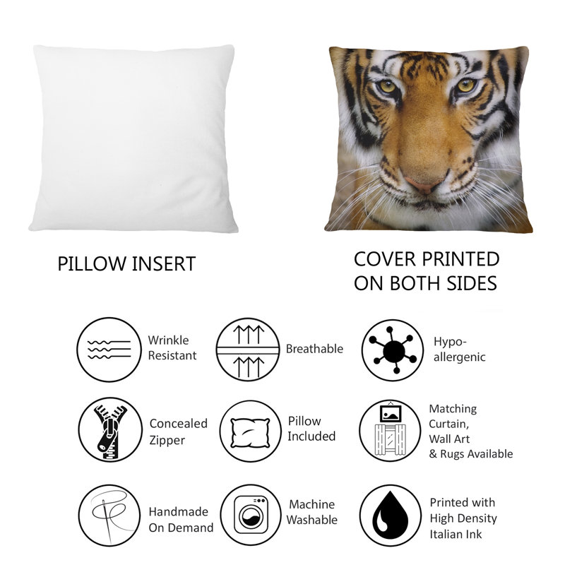 Portrait of A Tigers Face - coussin décoratif traditionnel imprimé