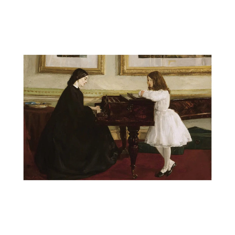 At The Piano - reproduction d'art mural, 18 po x 26 po, Toile tendue avec châssis, No Frame